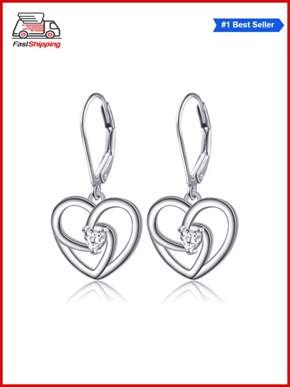 ✨ DAOCHONG S925 Sterling Silver Heart Dangle Drop Earrings for Women Jewelry
